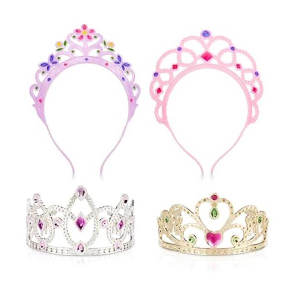Kids Princess Tiara Crown Dress Up Set 4 Pack Pretend Play Costume Jewelry Toy
